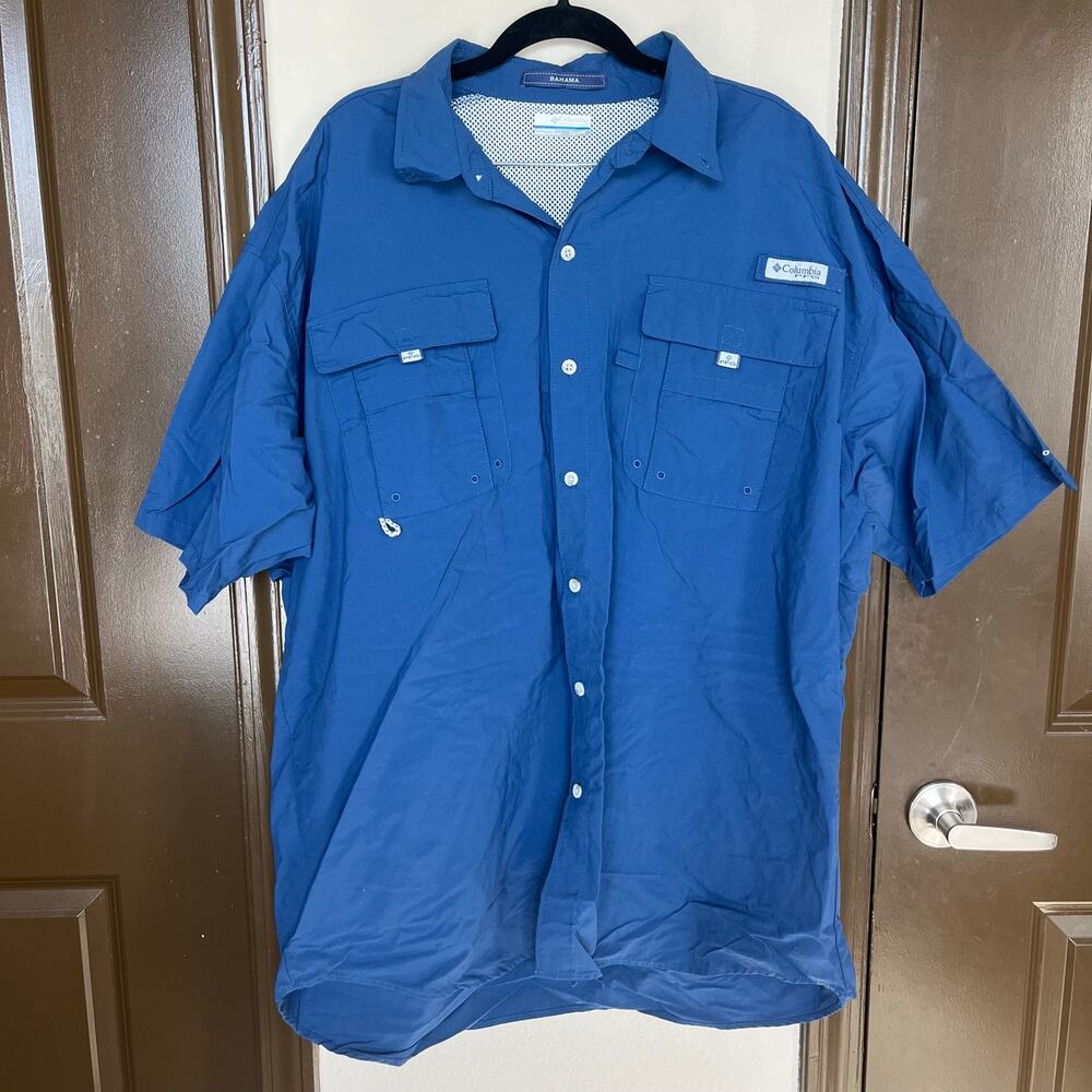 Columbia PFG Bahama Fishing Shirt 2XT Navy Blue Omni-Shade Outdoor Gorpcore